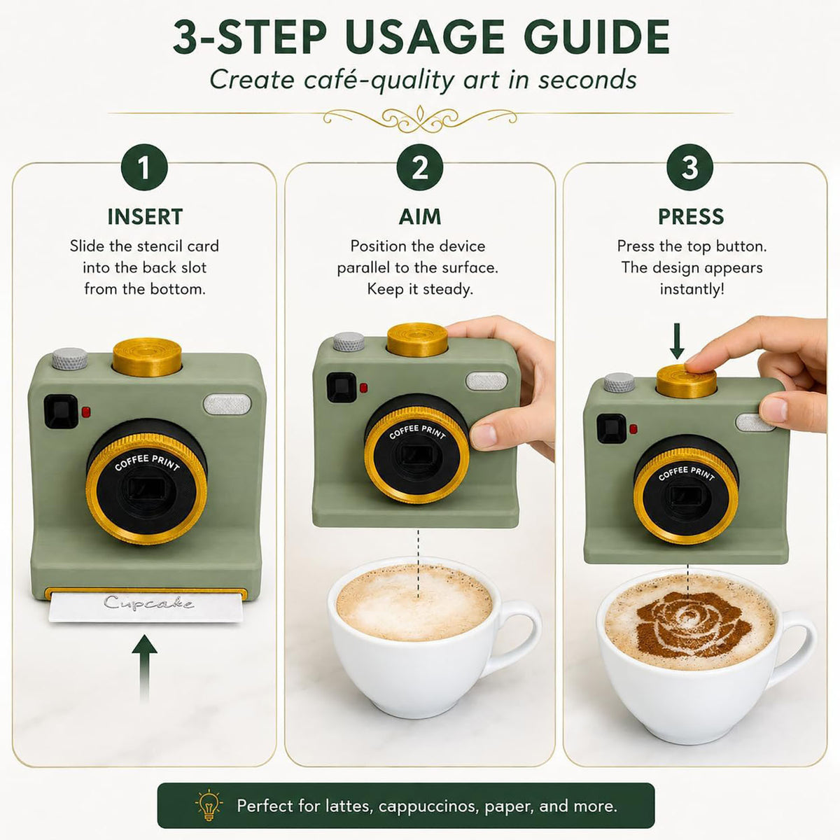 CoffeePix™ Photo Stencil Printer + 34 Stencil Set